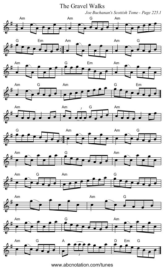 Gravel Walks, The - staff notation