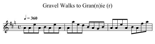 Gravel Walks to Gran(n)ie (r) - staff notation