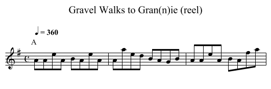 Gravel Walks to Gran(n)ie (reel) - staff notation