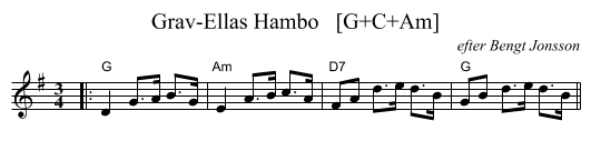 Grav-Ellas Hambo   [G+C+Am] - staff notation