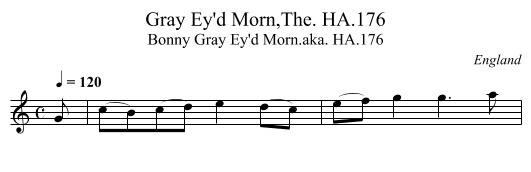 Gray Ey'd Morn,The. HA.176 - staff notation