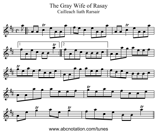 Gray Wife of Rasay, The - staff notation