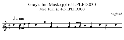 Gray's Inn Mask.(p)1651.PLFD.030 - staff notation
