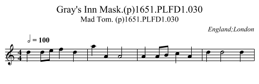 Gray's Inn Mask.(p)1651.PLFD1.030 - staff notation
