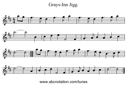 Grays-Inn Jigg. - staff notation