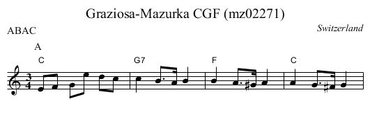 Graziosa-Mazurka CGF (mz02271) - staff notation