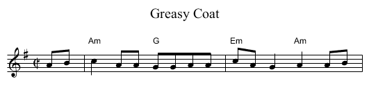 Greasy Coat - staff notation