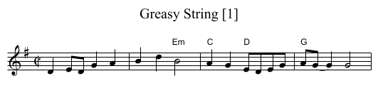 Greasy String [1] - staff notation