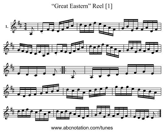 “Great Eastern” Reel [1] - staff notation