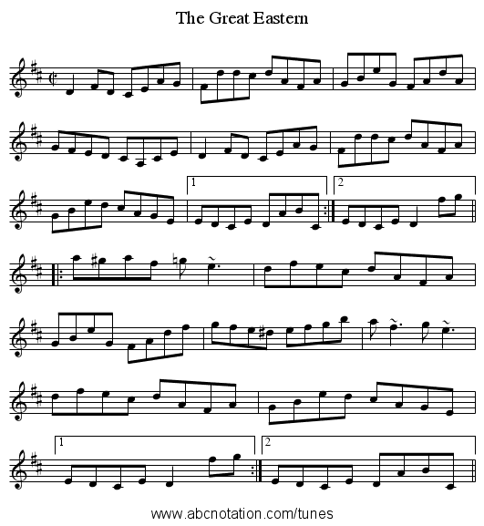 Great Eastern, The - staff notation