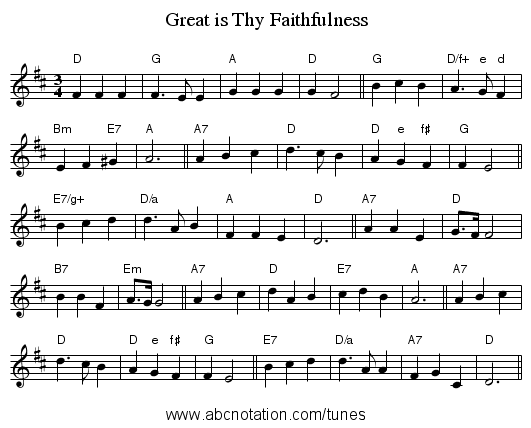 Great is Thy Faithfulness - staff notation