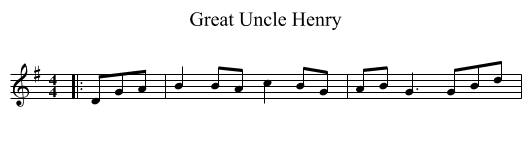 Great Uncle Henry - staff notation