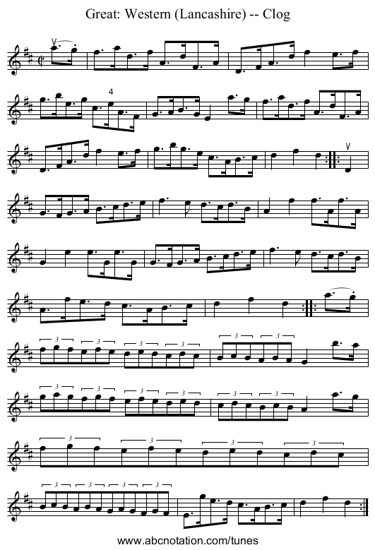 Great: Western (Lancashire) -- Clog - staff notation