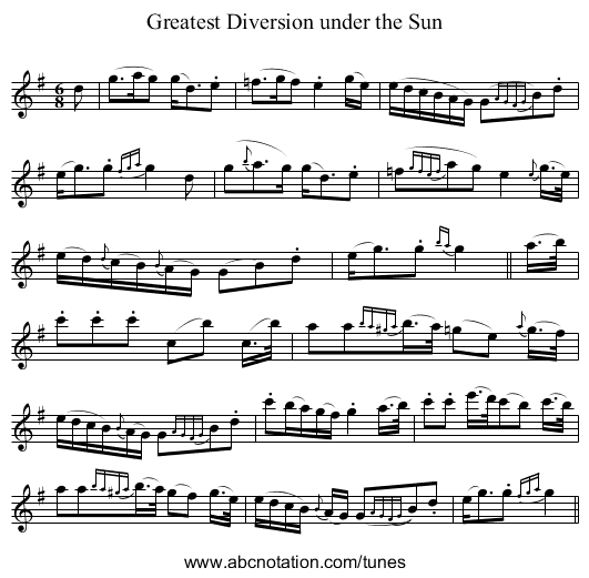 Greatest Diversion under the Sun - staff notation