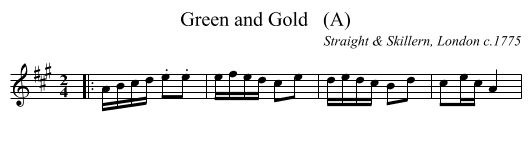 Green and Gold   (A) - staff notation
