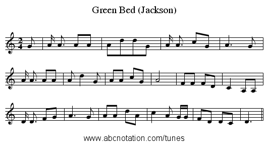 Green Bed (Jackson) - staff notation
