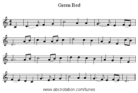 Green Bed - staff notation