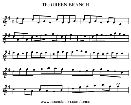 GREEN BRANCH, The - staff notation