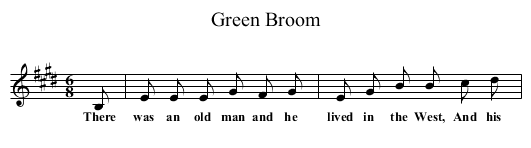 Green Broom - staff notation