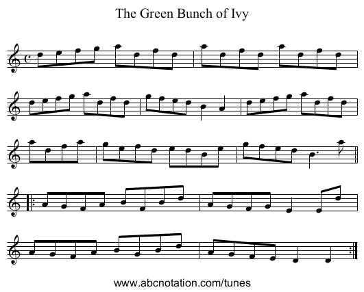 Green Bunch of Ivy, The - staff notation