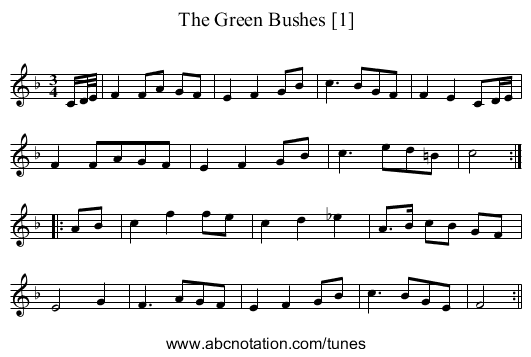Green Bushes [1], The - staff notation