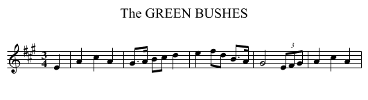 GREEN BUSHES, The - staff notation