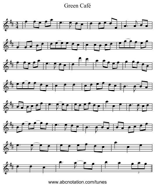 Green Café - staff notation