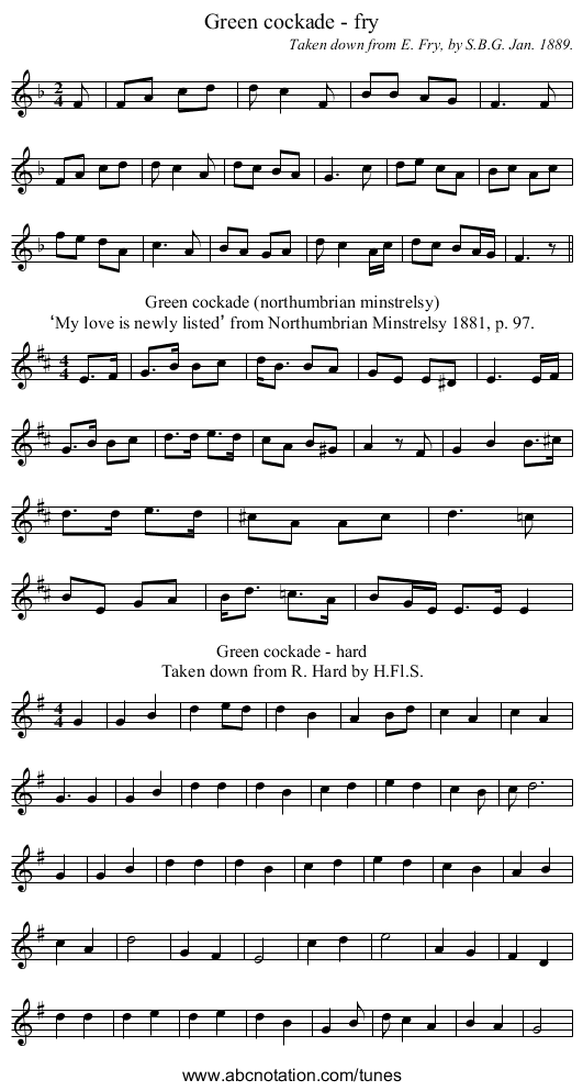 Green cockade - fry - staff notation