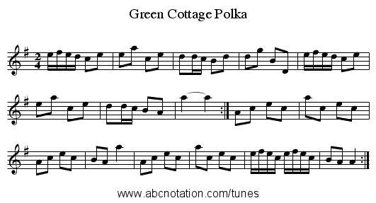 Green Cottage Polka - staff notation