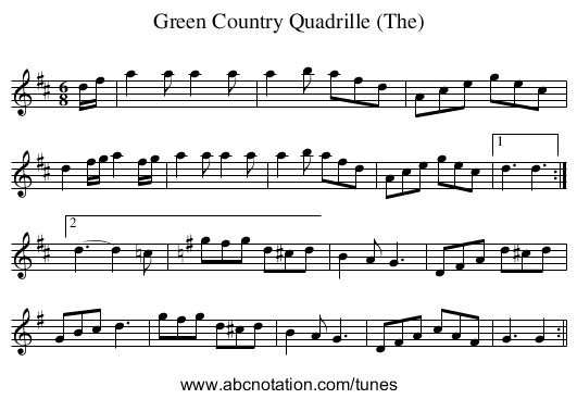 Green Country Quadrille (The) - staff notation