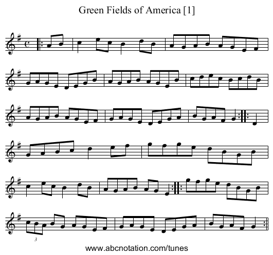 Green Fields of America [1] - staff notation