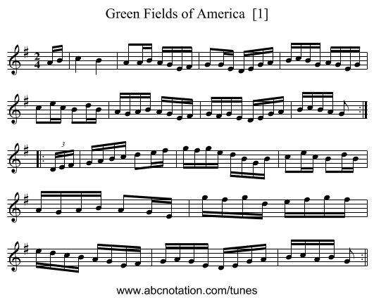 Green Fields of America  [1] - staff notation