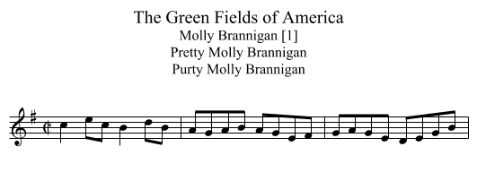 Green Fields of America, The - staff notation