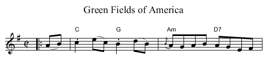 Green Fields of America - staff notation