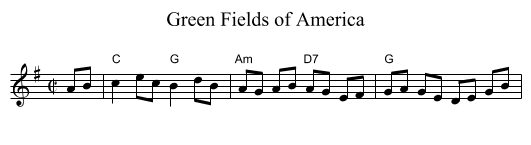 Green Fields of America - staff notation