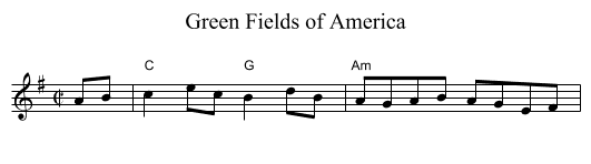 Green Fields of America - staff notation