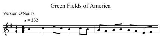 Green Fields of America - staff notation
