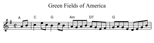 Green Fields of America - staff notation