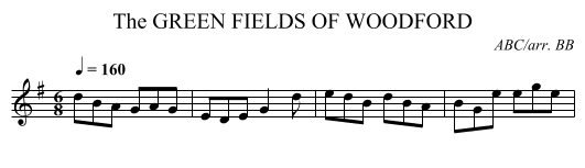 GREEN FIELDS OF WOODFORD, The - staff notation