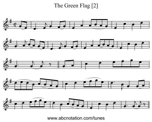 Green Flag [2], The - staff notation