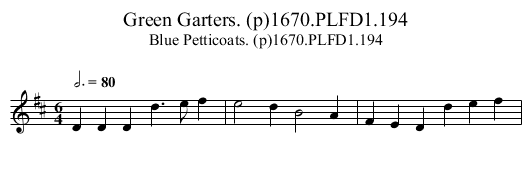 Green Garters. (p)1670.PLFD1.194 - staff notation