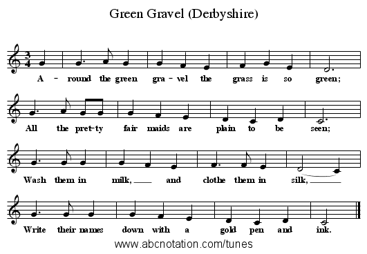 Green Gravel (Derbyshire) - staff notation