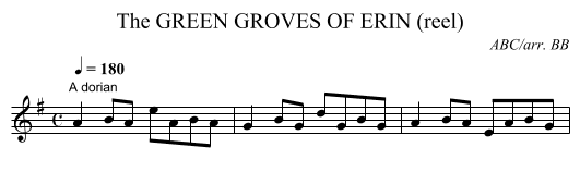 GREEN GROVES OF ERIN (reel), The - staff notation