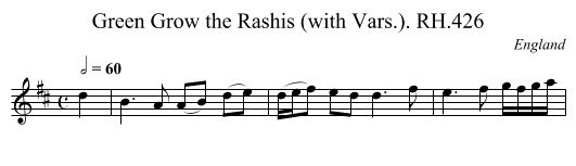 Green Grow the Rashis (with Vars.). RH.426 - staff notation