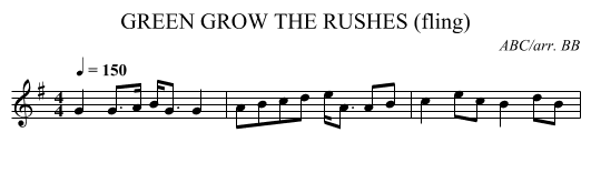 GREEN GROW THE RUSHES (fling) - staff notation