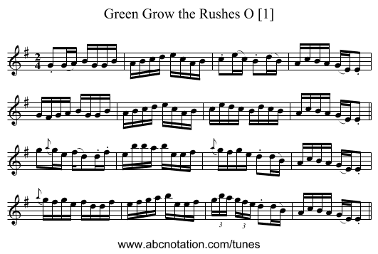 Green Grow the Rushes O [1] - staff notation