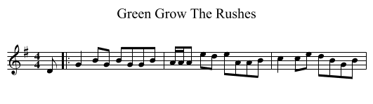 Green Grow The Rushes - staff notation