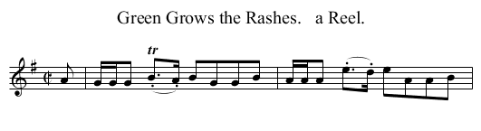 Green Grows the Rashes.   a Reel. - staff notation