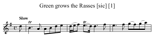 Green grows the Rasses [sic] [1] - staff notation