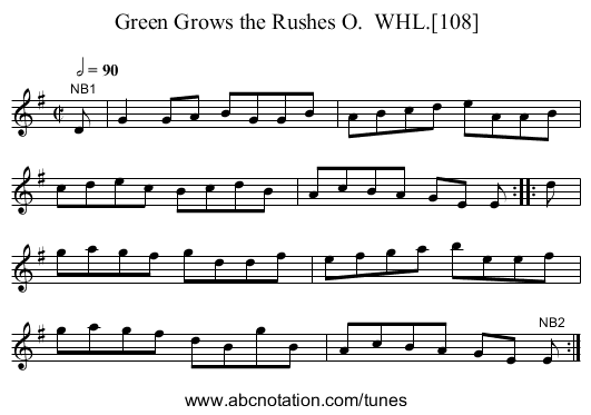 Green Grows the Rushes O.  WHL.[108] - staff notation